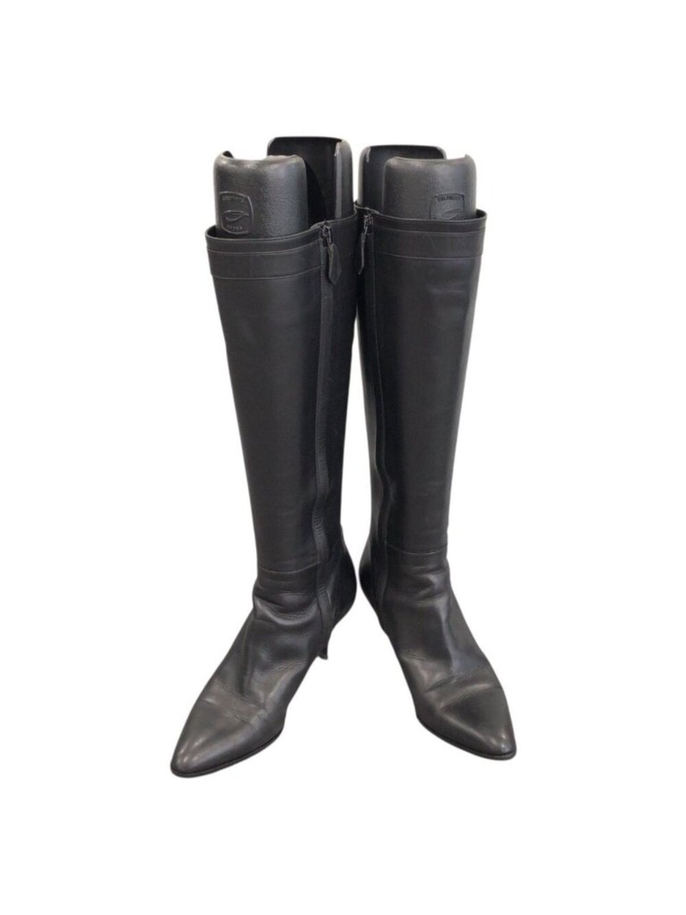 Hermes 35.5 Noir Black Silver Leather Boots Long